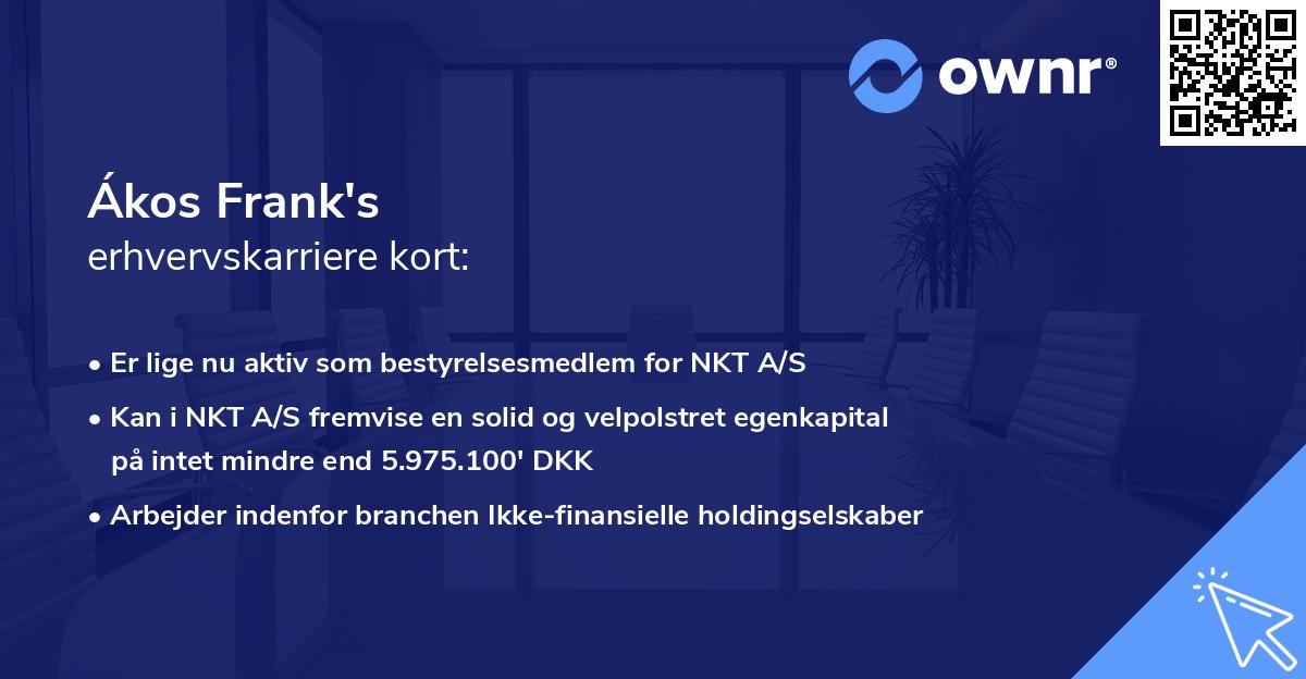 Ákos Frank's erhvervskarriere kort