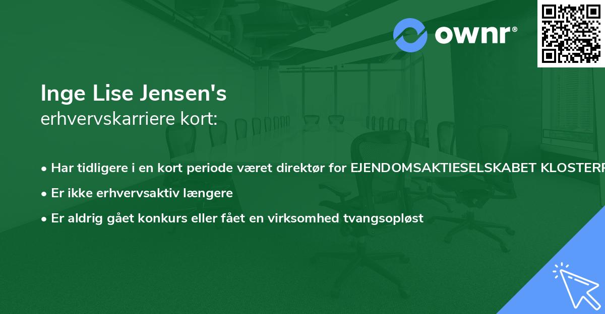 Inge Lise Jensen's erhvervskarriere kort