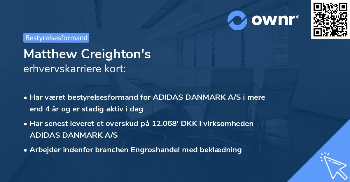 Matthew Creighton's erhvervskarriere kort