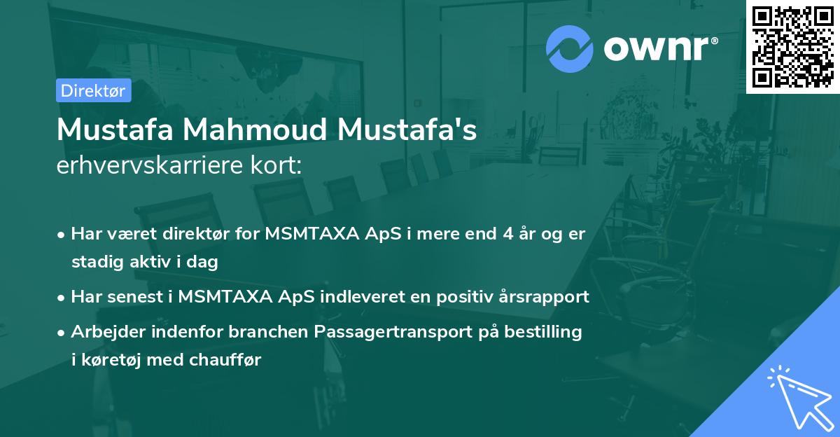 Mustafa Mahmoud Mustafa's erhvervskarriere kort