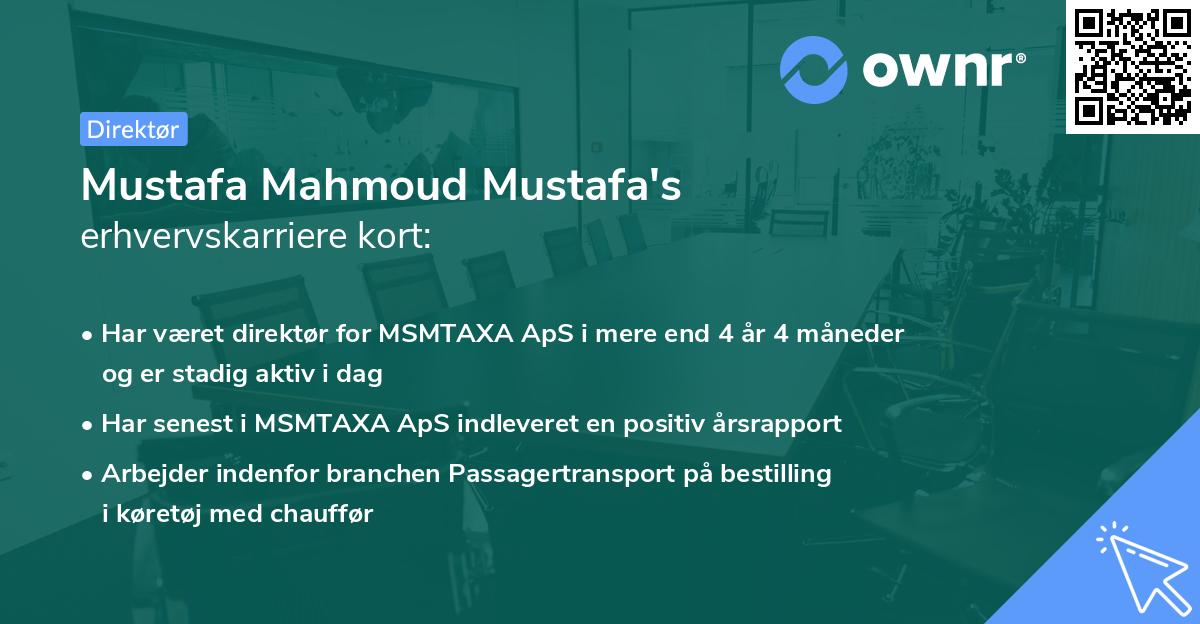 Mustafa Mahmoud Mustafa's erhvervskarriere kort