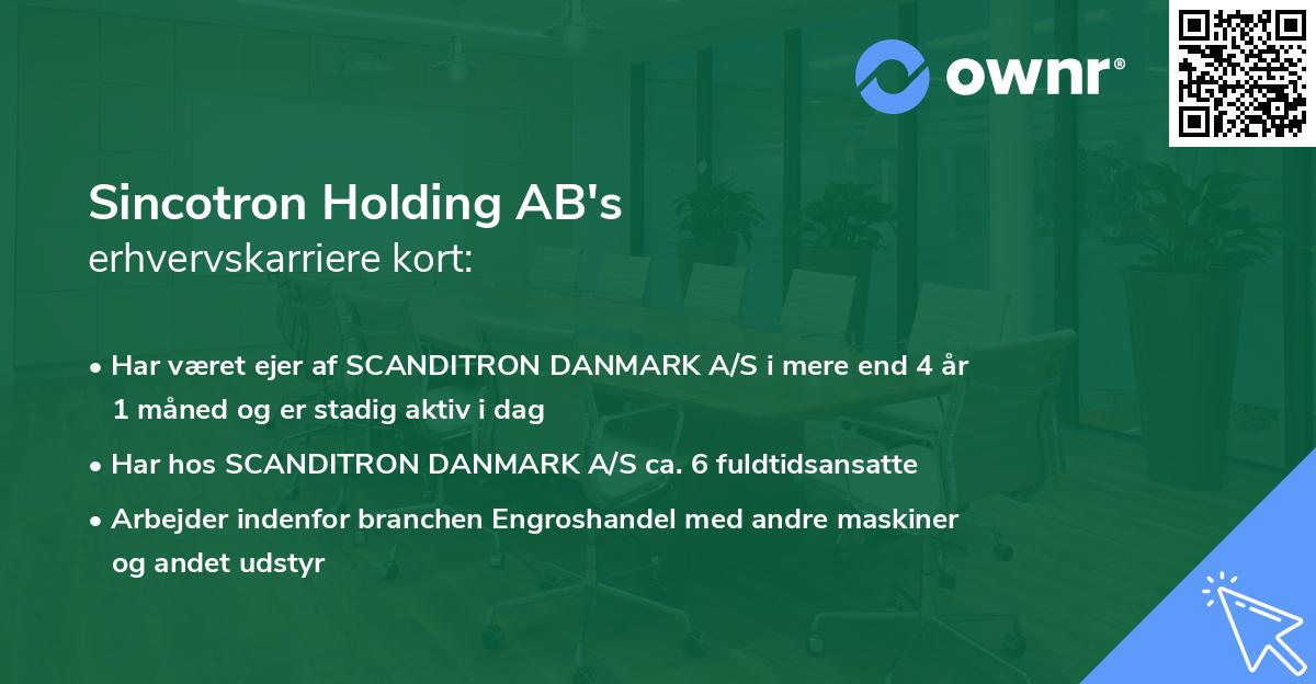 Sincotron Holding AB's erhvervskarriere kort