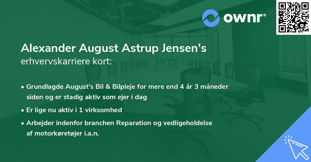 Alexander August Astrup Jensen's erhvervskarriere kort