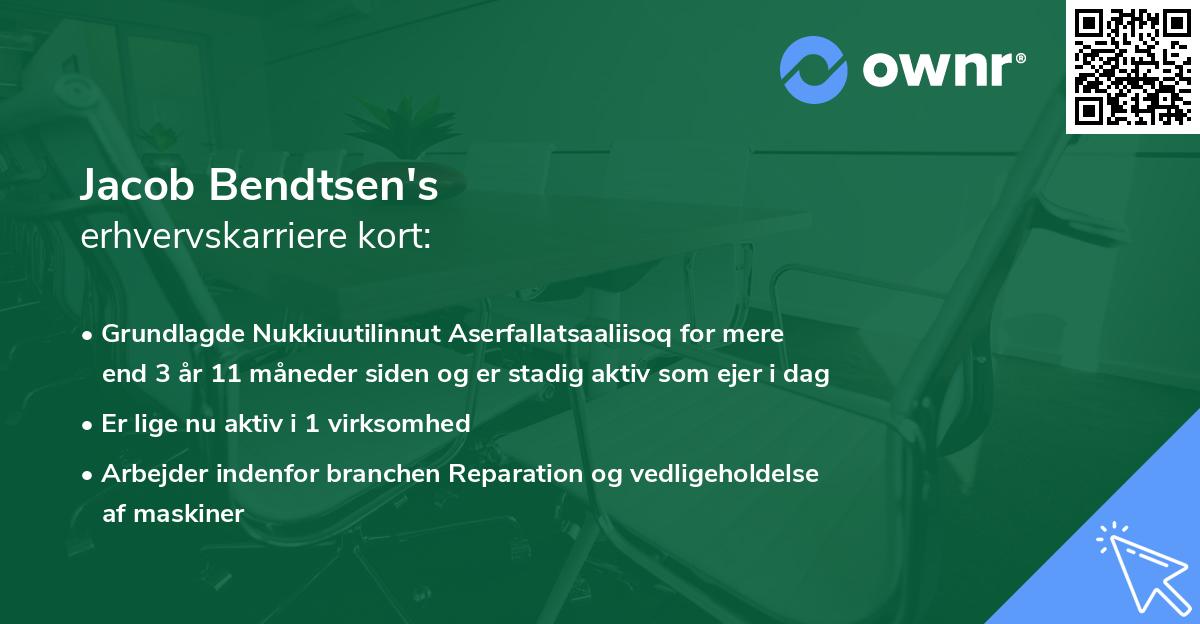 Jacob Bendtsen's erhvervskarriere kort