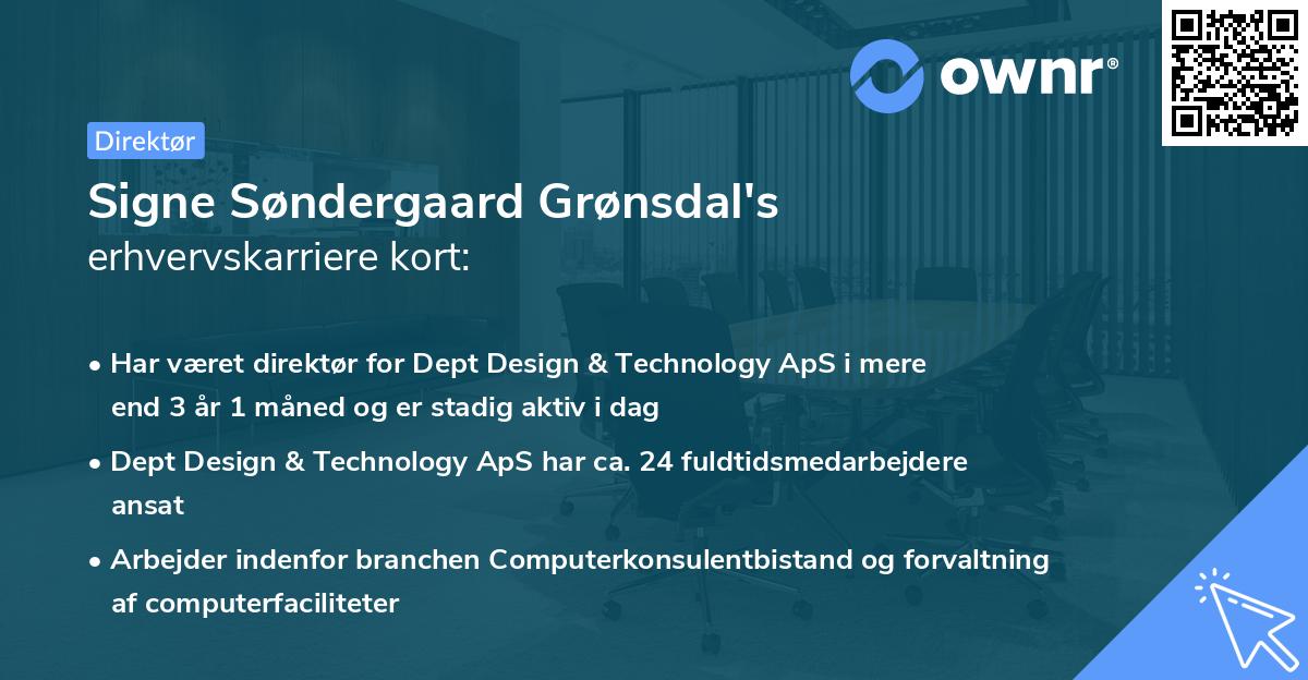 Signe Søndergaard Grønsdal's erhvervskarriere kort