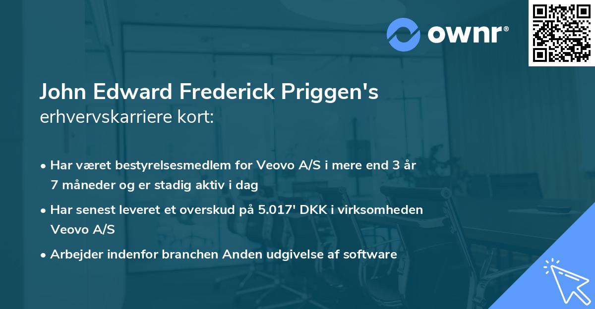 John Edward Frederick Priggen's erhvervskarriere kort