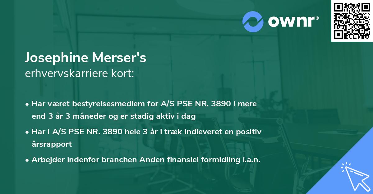 Josephine Merser's erhvervskarriere kort