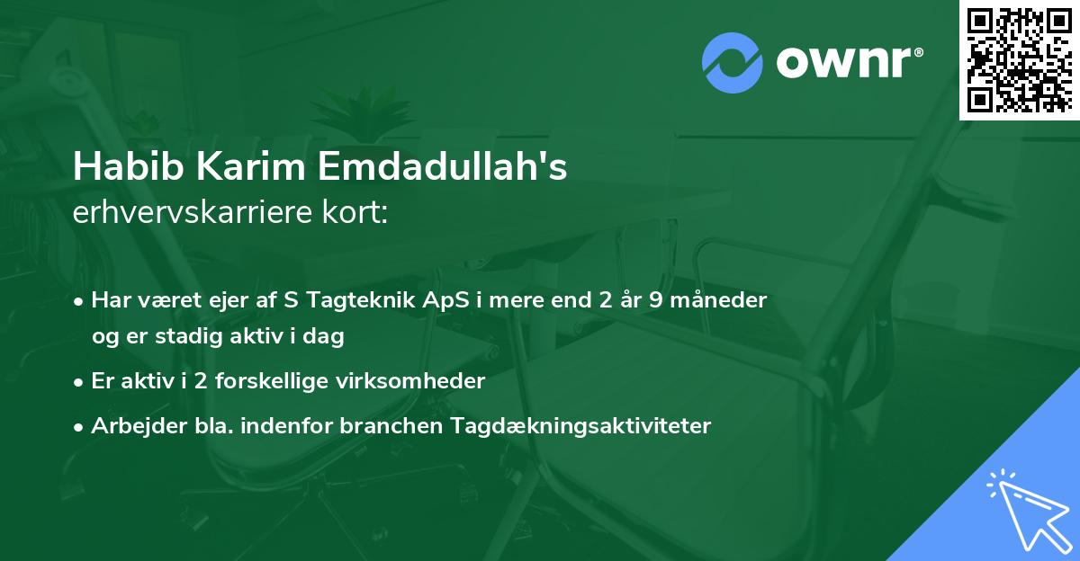 Habib Karim Emdadullah's erhvervskarriere kort