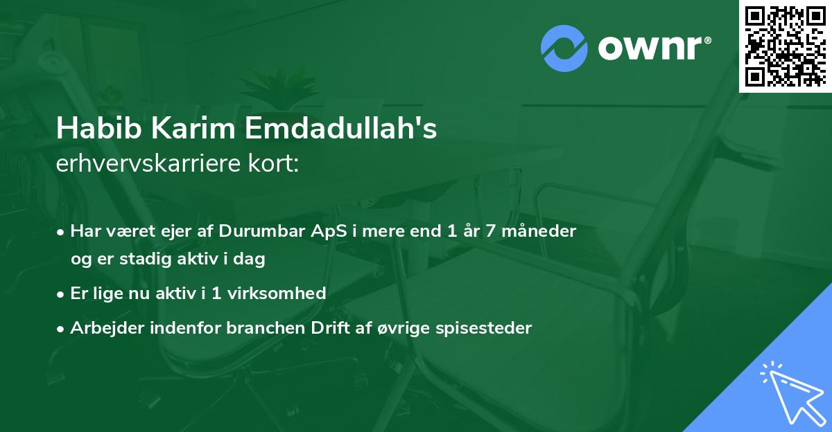 Habib Karim Emdadullah's erhvervskarriere kort