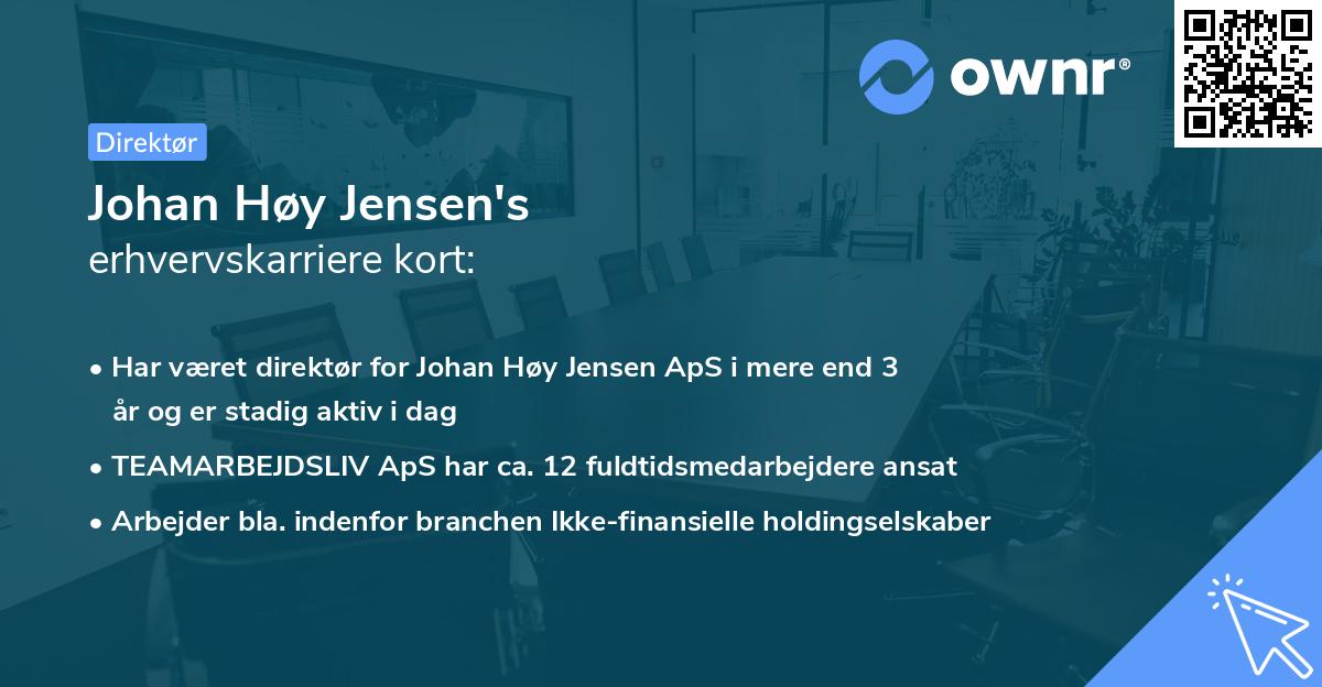 Johan Høy Jensen's erhvervskarriere kort