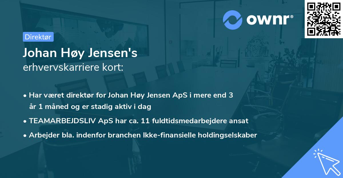 Johan Høy Jensen's erhvervskarriere kort
