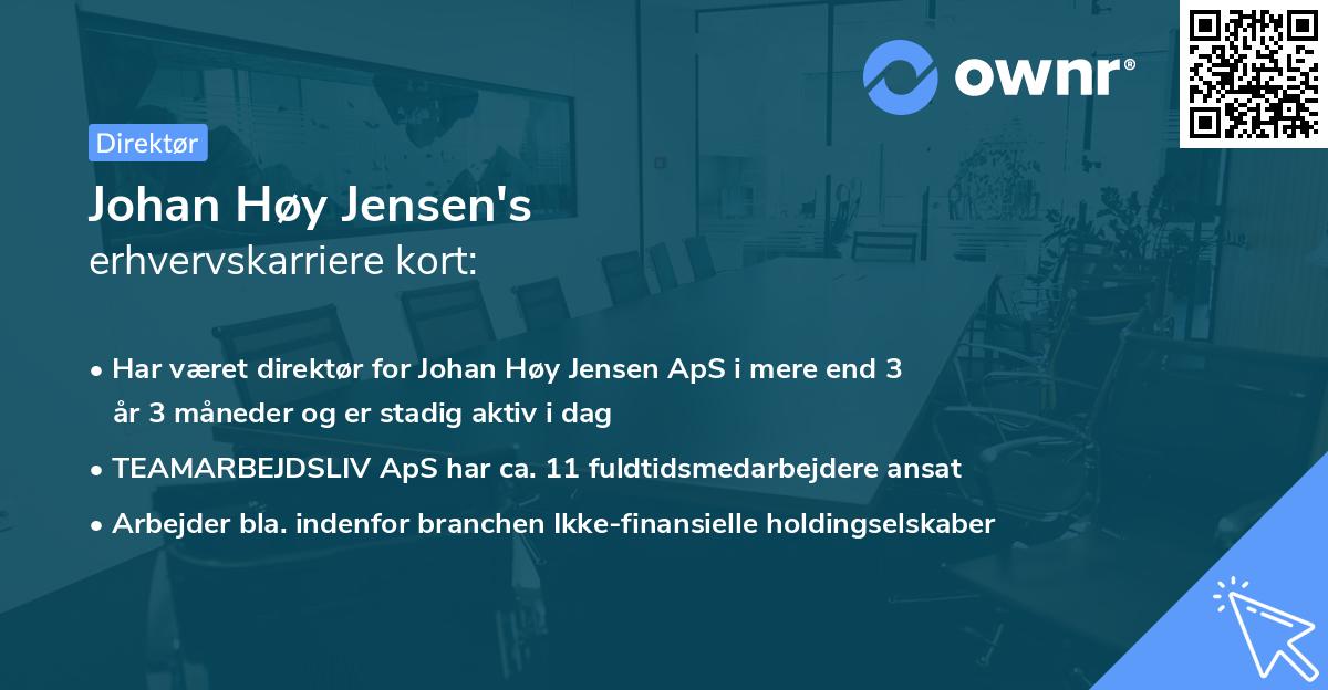 Johan Høy Jensen's erhvervskarriere kort