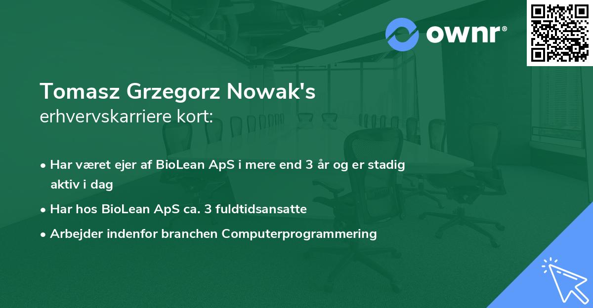 Tomasz Grzegorz Nowak's erhvervskarriere kort