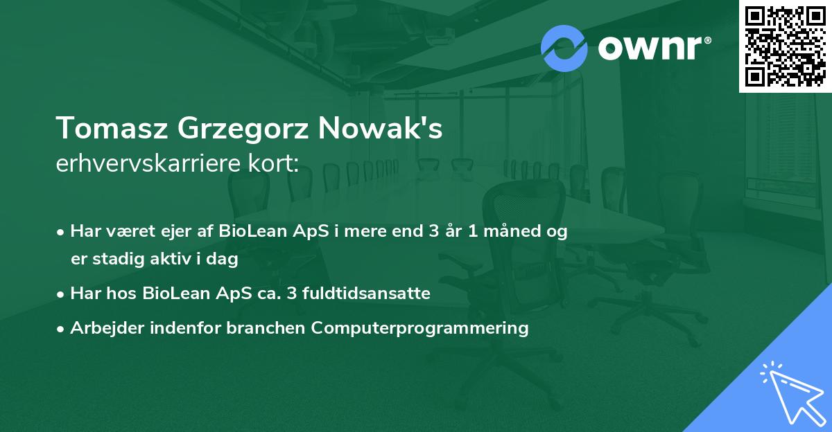 Tomasz Grzegorz Nowak's erhvervskarriere kort