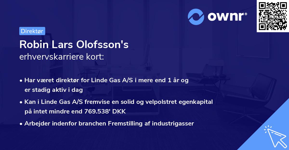 Robin Lars Olofsson's erhvervskarriere kort