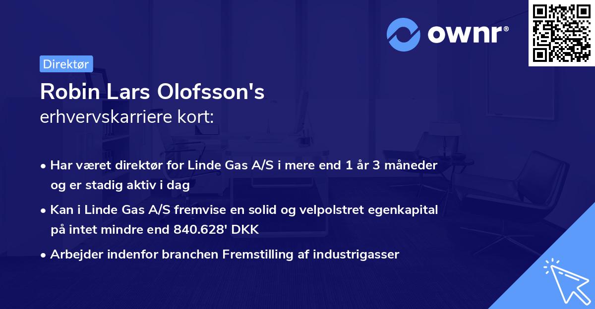 Robin Lars Olofsson's erhvervskarriere kort