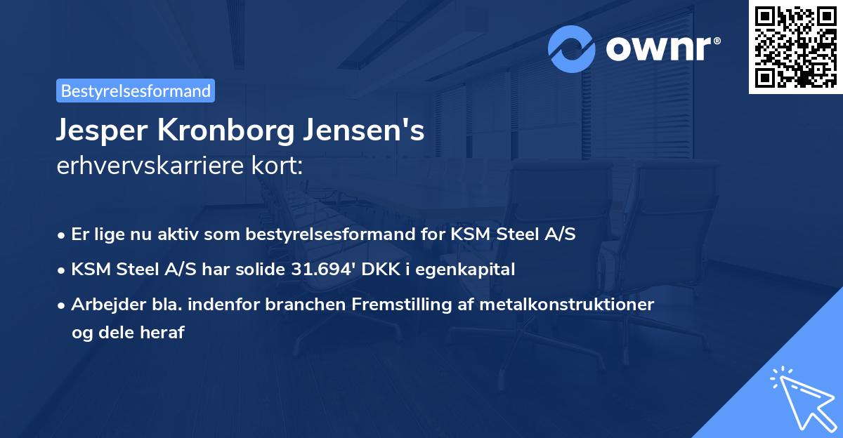 Jesper Kronborg Jensen's erhvervskarriere kort