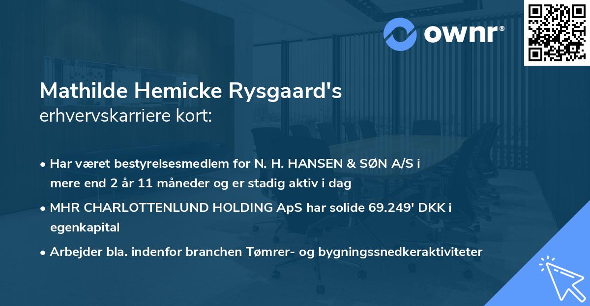 Mathilde Hemicke Rysgaard's erhvervskarriere kort