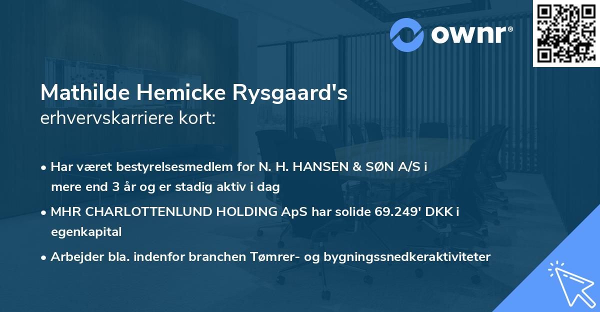 Mathilde Hemicke Rysgaard's erhvervskarriere kort