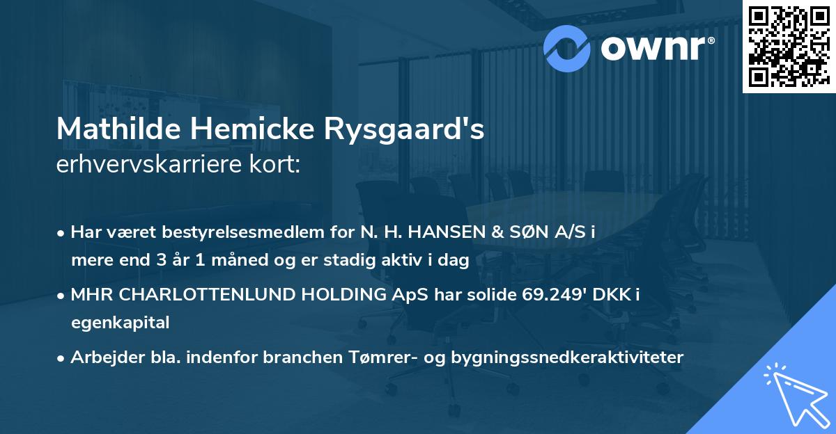 Mathilde Hemicke Rysgaard's erhvervskarriere kort
