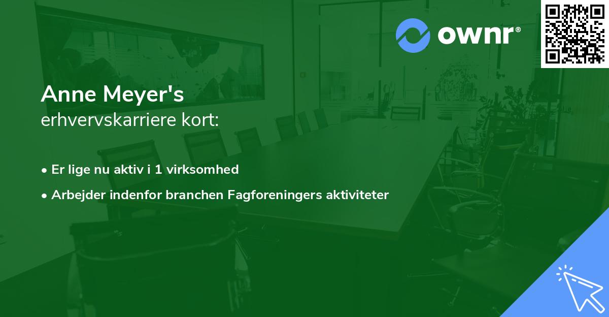 Anne Meyer's erhvervskarriere kort