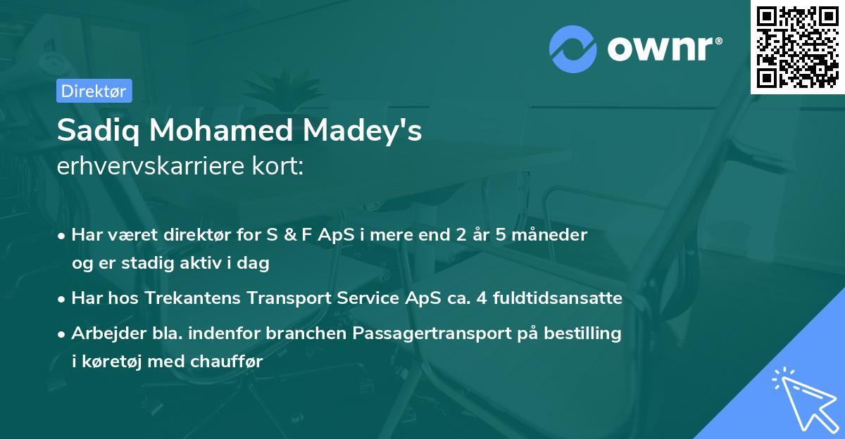 Sadiq Mohamed Madey's erhvervskarriere kort