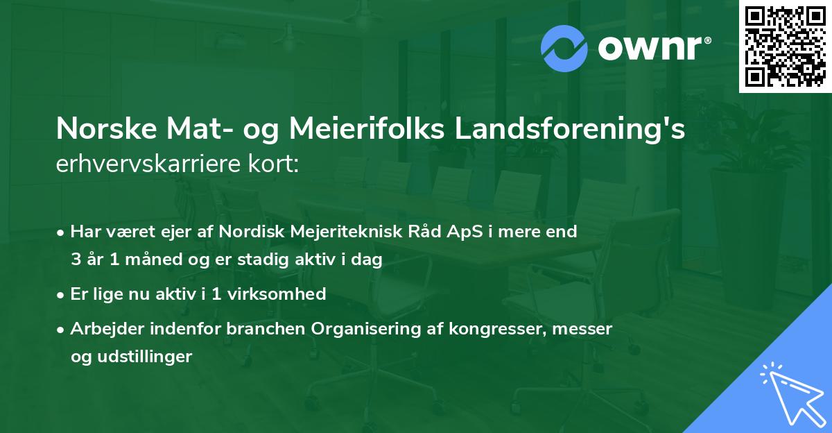 Norske Mat- og Meierifolks Landsforening's erhvervskarriere kort