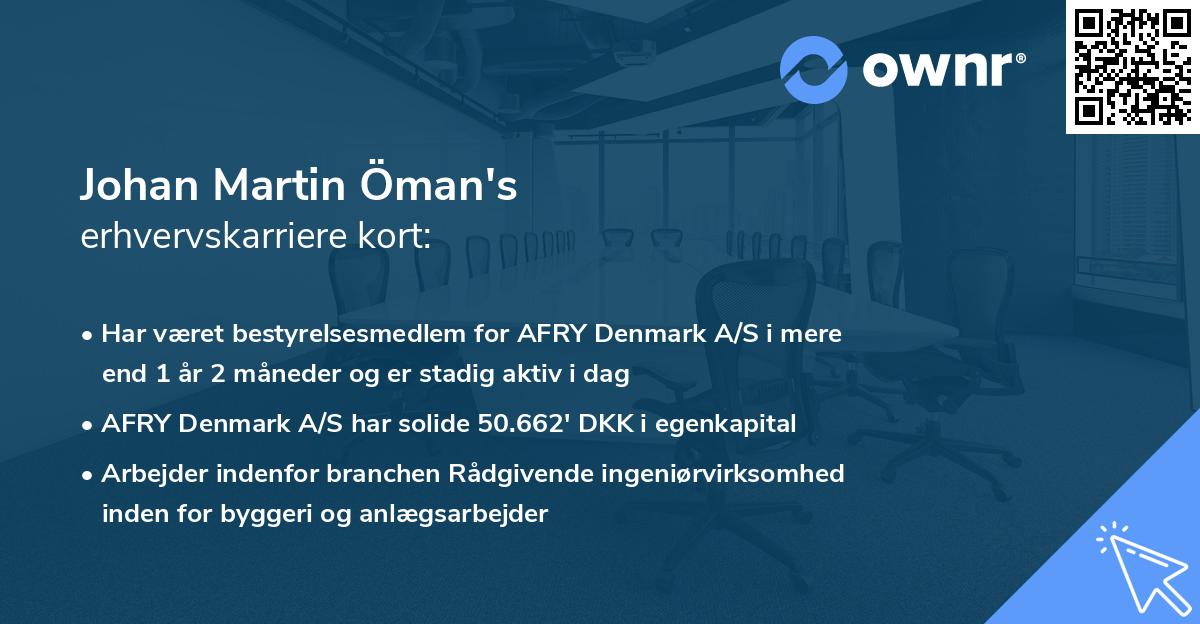 Johan Martin Öman's erhvervskarriere kort