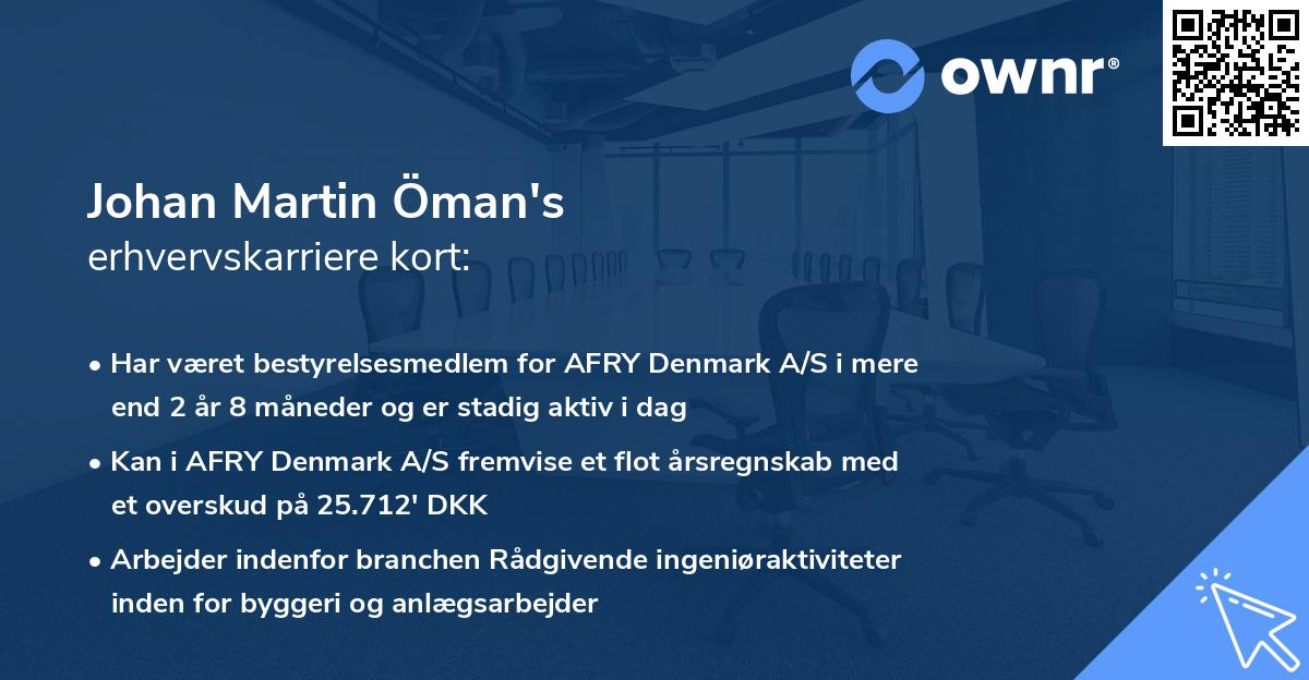 Johan Martin Öman's erhvervskarriere kort