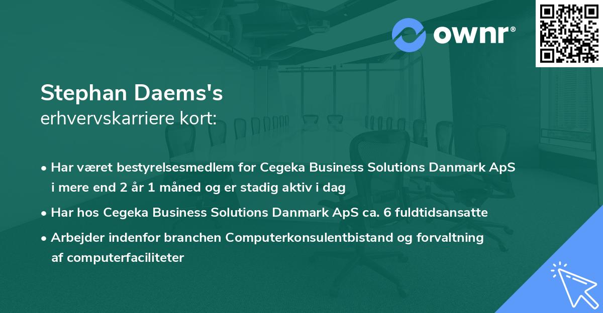 Stephan Daems's erhvervskarriere kort