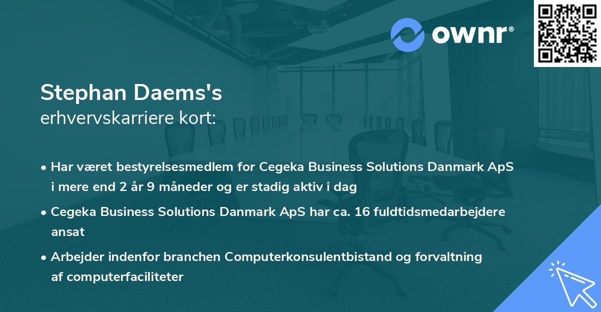 Stephan Daems's erhvervskarriere kort