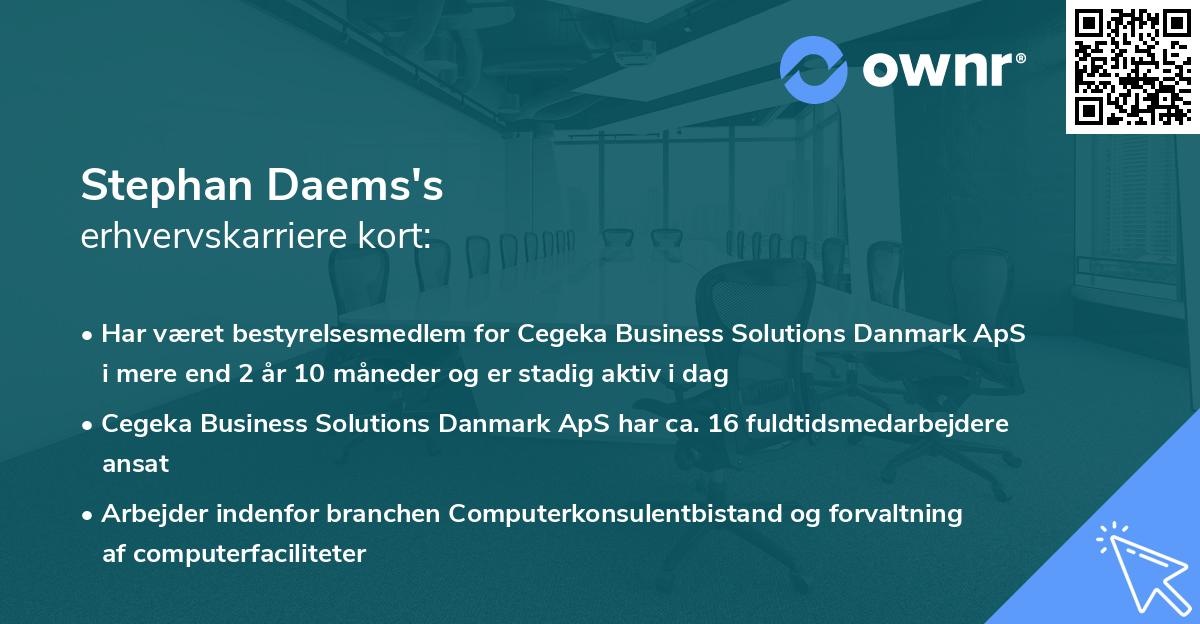 Stephan Daems's erhvervskarriere kort