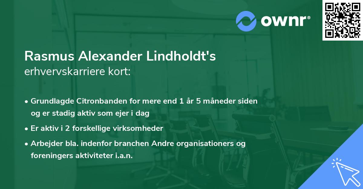 Rasmus Alexander Lindholdt's erhvervskarriere kort