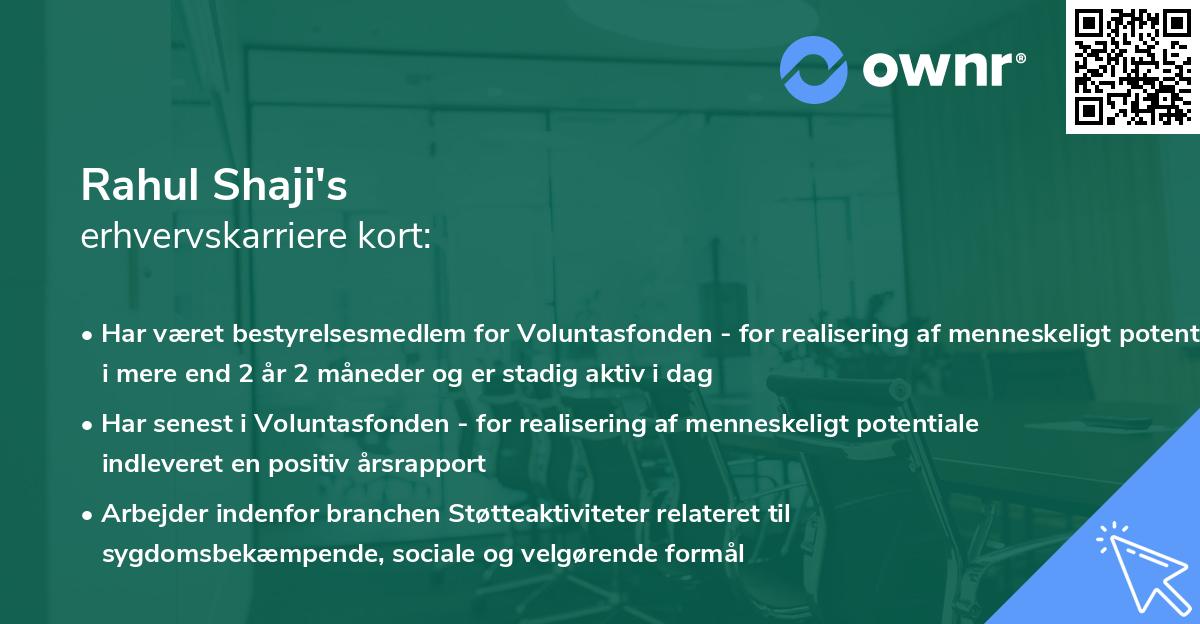 Rahul Shaji's erhvervskarriere kort