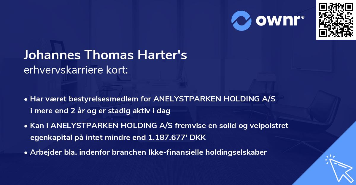 Johannes Thomas Harter's erhvervskarriere kort