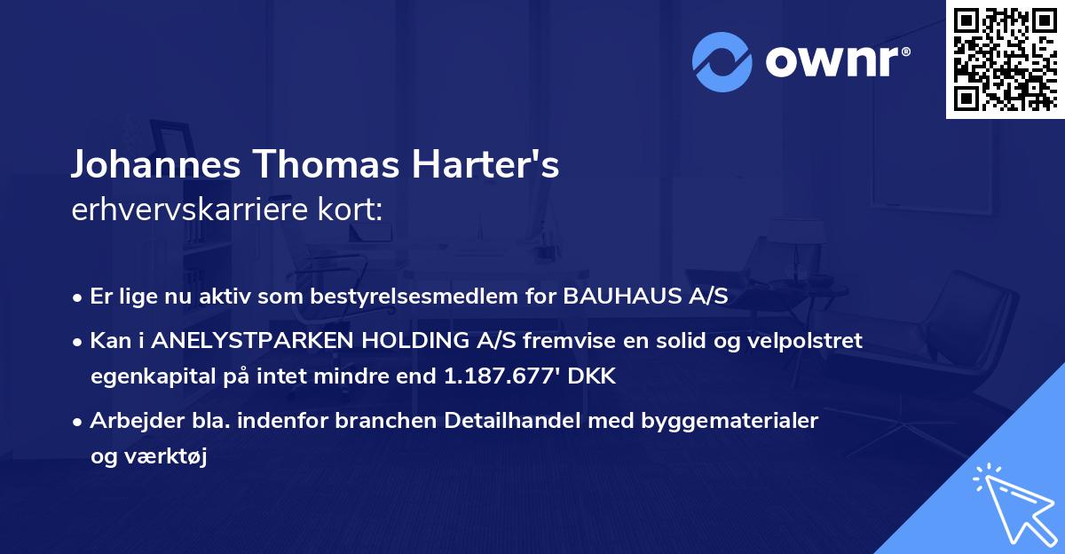 Johannes Thomas Harter's erhvervskarriere kort