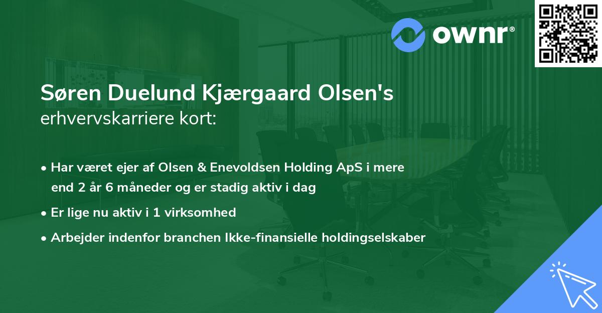 Søren Duelund Kjærgaard Olsen's erhvervskarriere kort