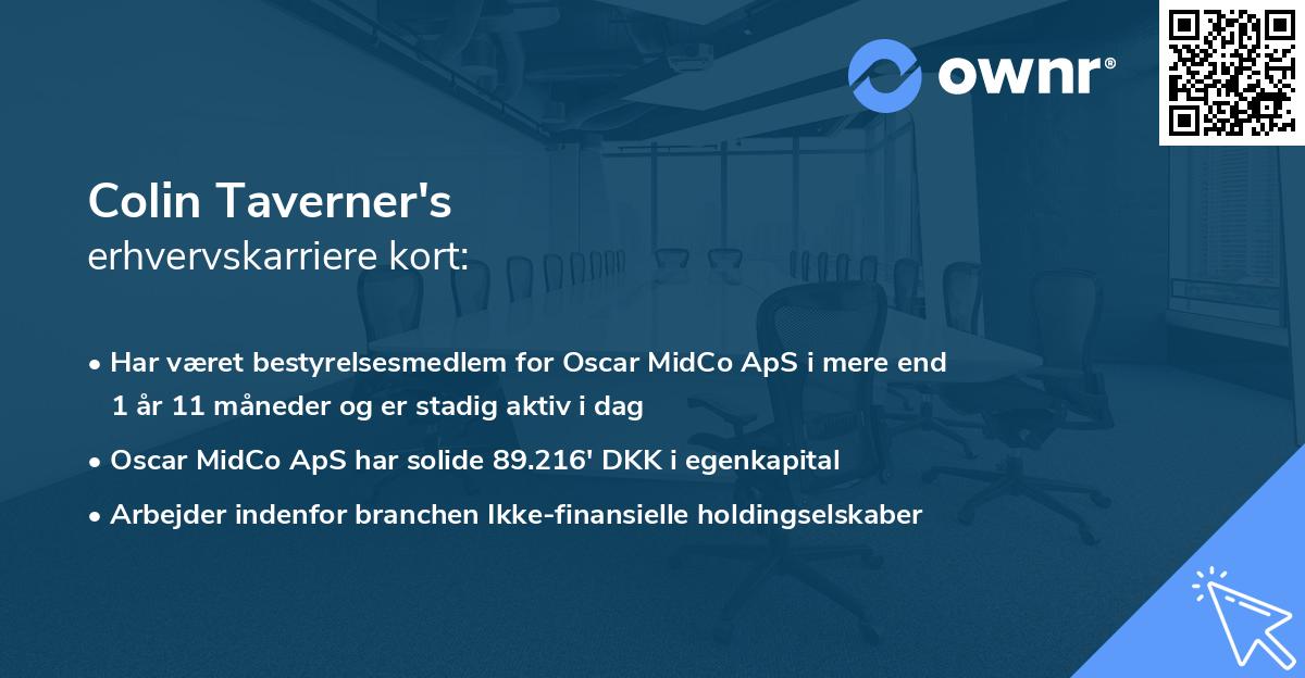 Colin Taverner's erhvervskarriere kort