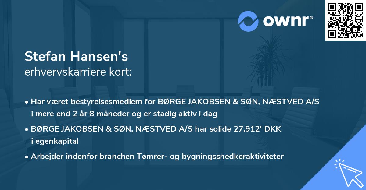 Stefan Hansen's erhvervskarriere kort