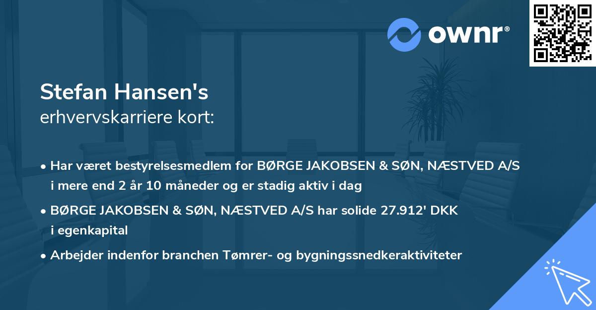 Stefan Hansen's erhvervskarriere kort