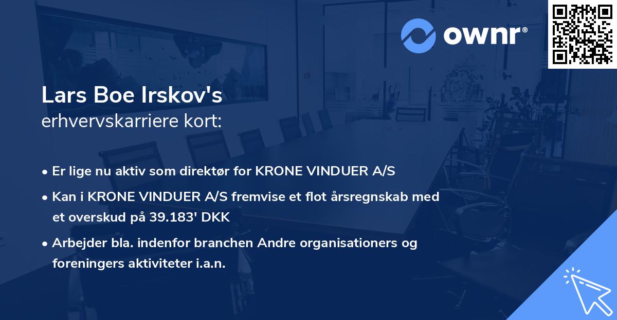 Lars Boe Irskov's erhvervskarriere kort