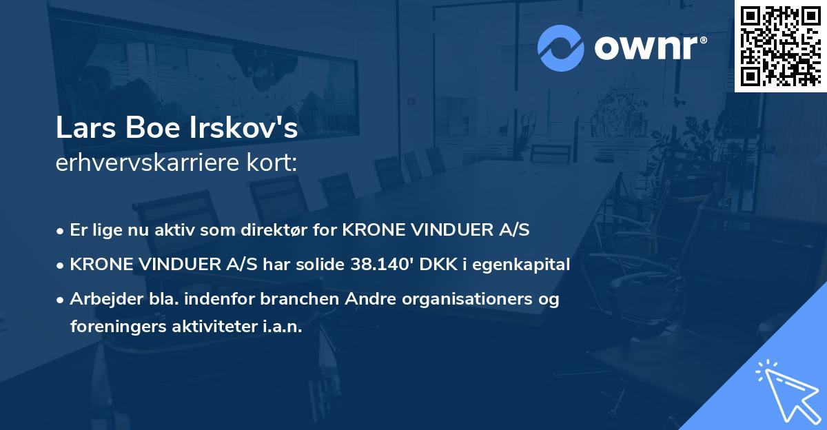 Lars Boe Irskov's erhvervskarriere kort