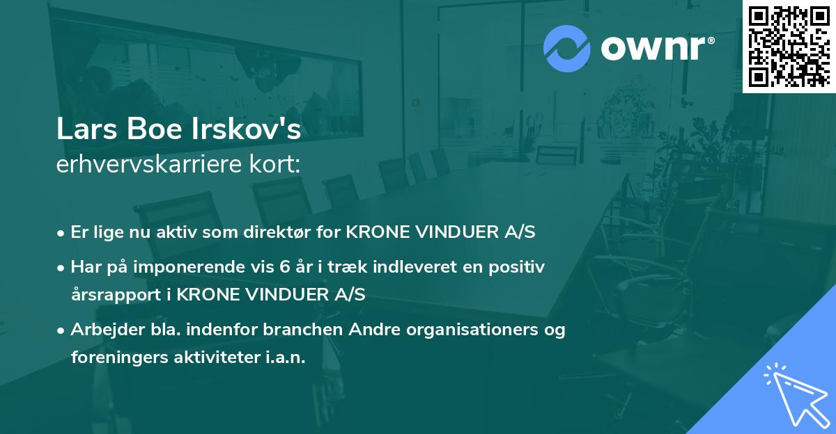 Lars Boe Irskov's erhvervskarriere kort