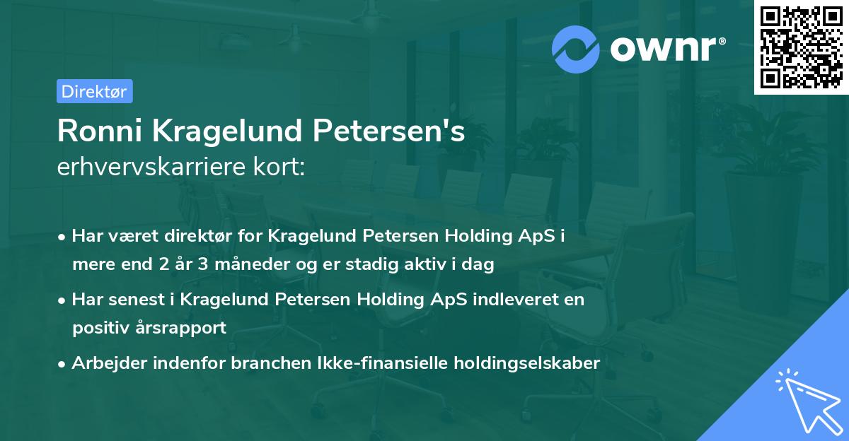 Ronni Kragelund Petersen's erhvervskarriere kort