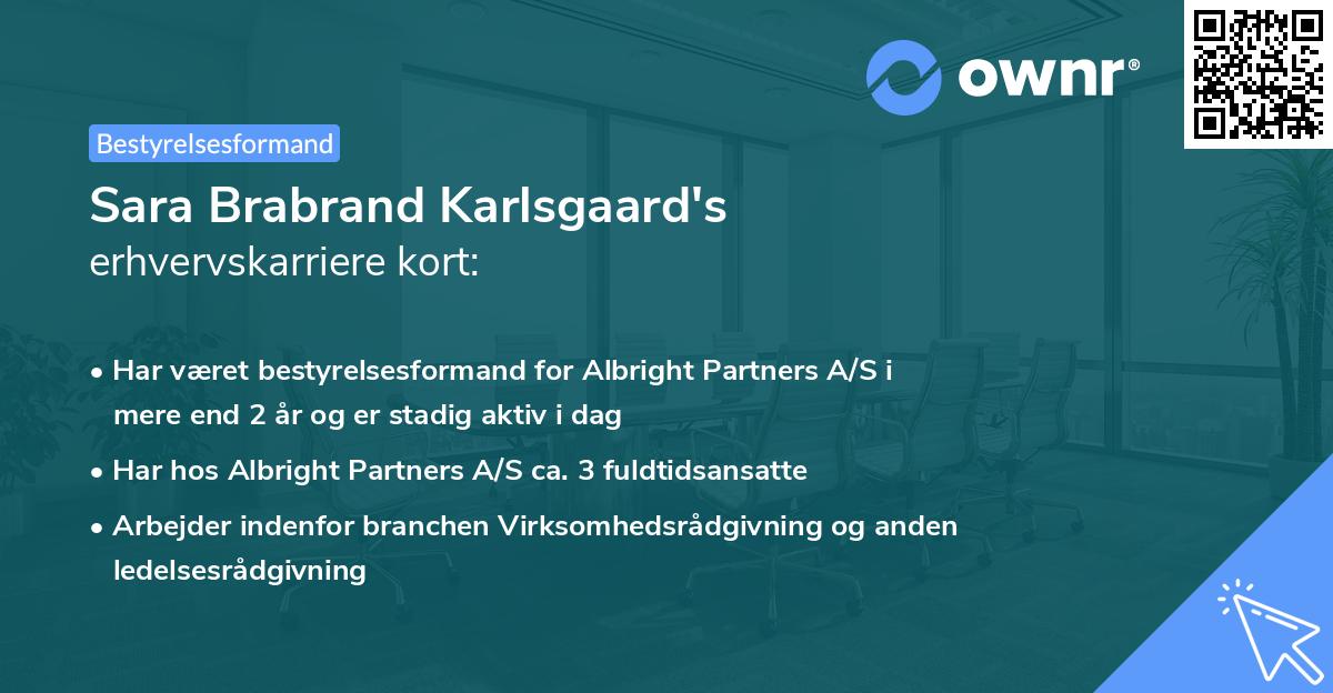 Sara Brabrand Karlsgaard's erhvervskarriere kort