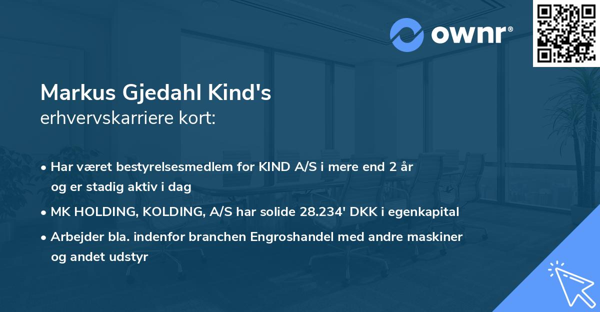 Markus Gjedahl Kind's erhvervskarriere kort