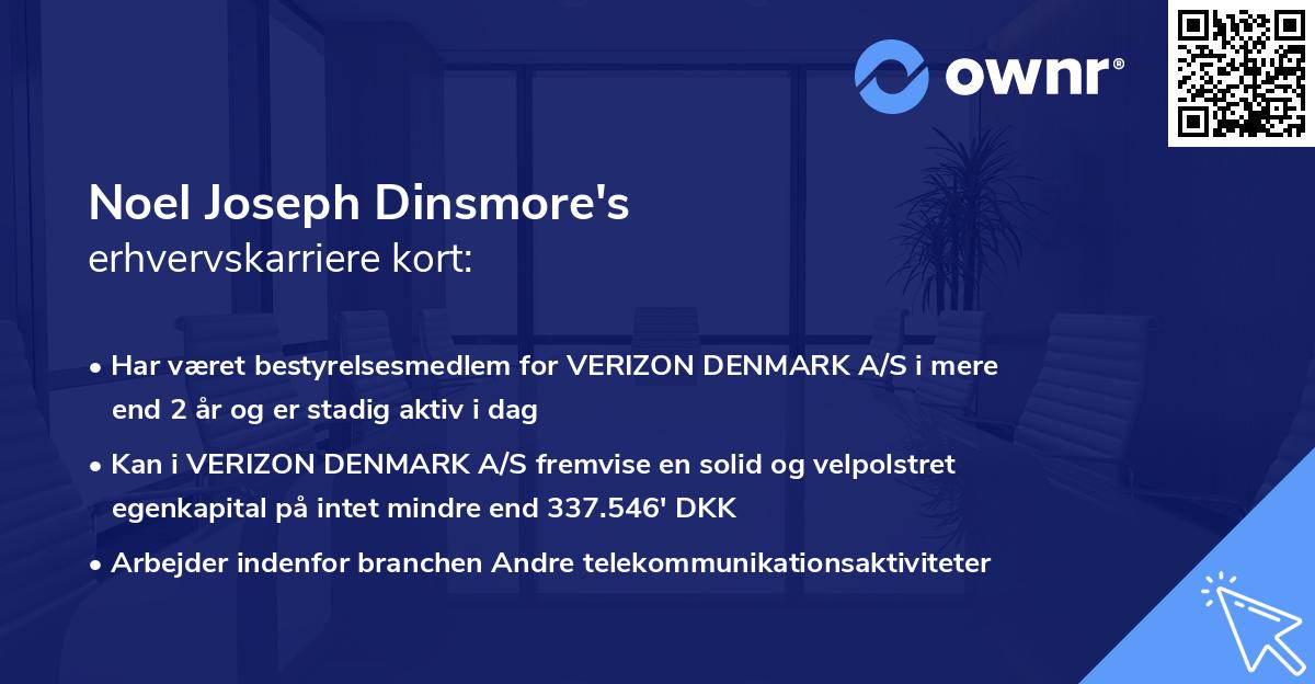 Noel Joseph Dinsmore's erhvervskarriere kort
