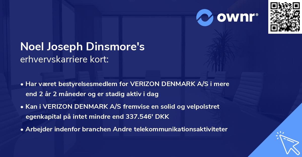 Noel Joseph Dinsmore's erhvervskarriere kort