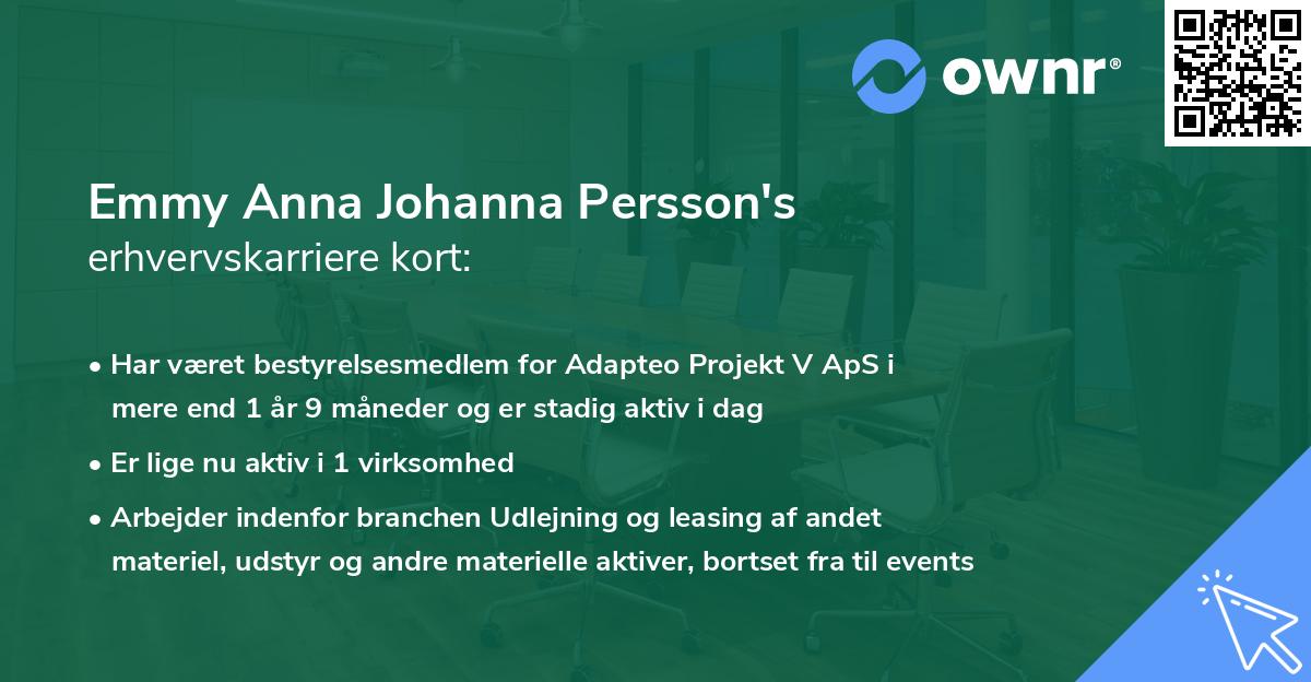 Emmy Anna Johanna Persson's erhvervskarriere kort