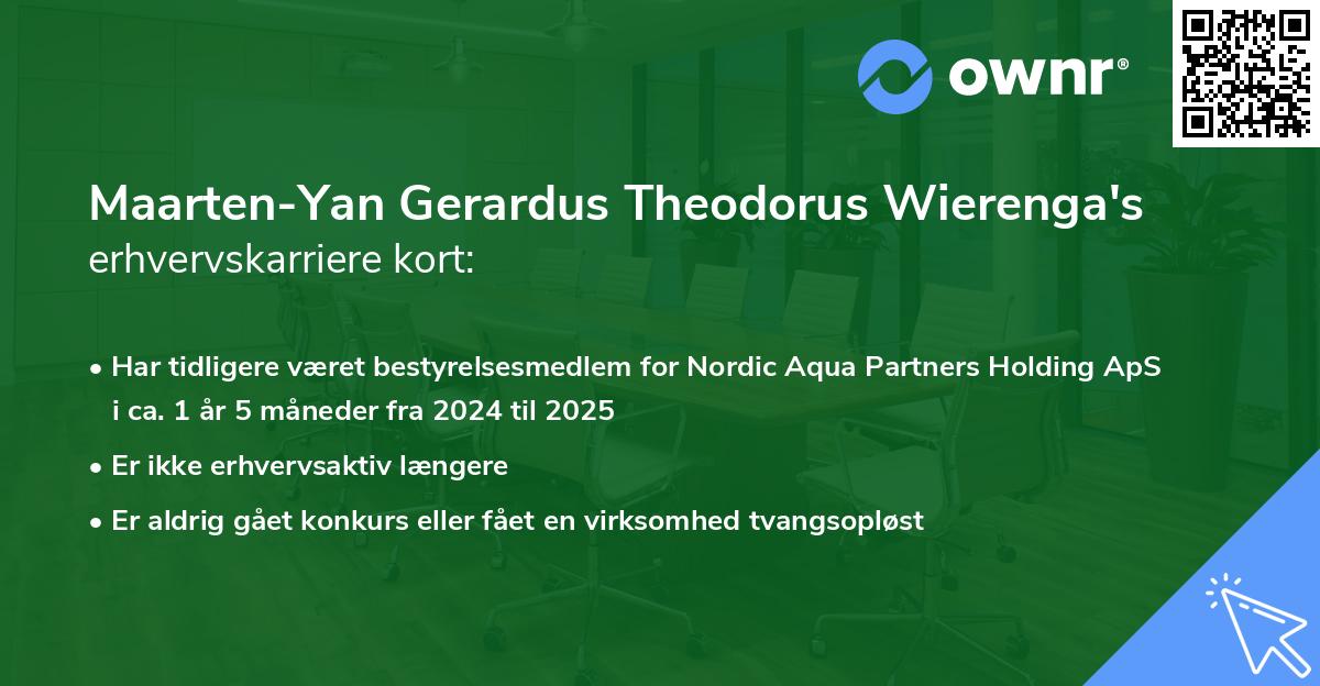 Maarten-Yan Gerardus Theodorus Wierenga's erhvervskarriere kort